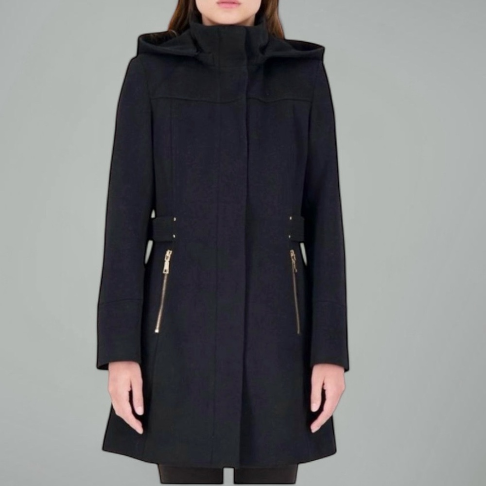 Vince Camuto Hooded A-Line Walker Coat